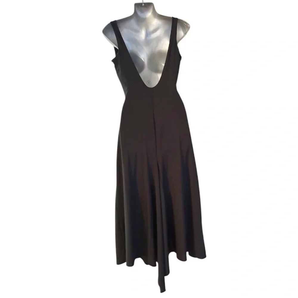 Vintage Sleeveless Midi Elegant Asymmetrical Hem Dress True Black Size Medium - Picture 7 of 9
